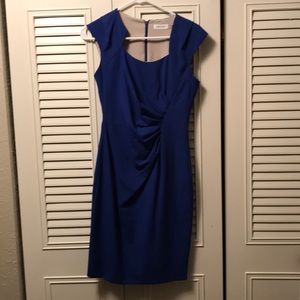 Calvin Klein Horsheshoe Ruched Cap Sleeve Dress